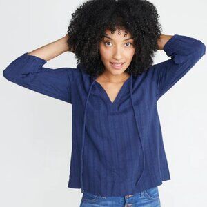 Marine Layer Size XL Penny Blouse In Twilight Peasant Top 100% Cotton Gauze